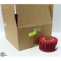 CASE WITH 8 ROLLS OF FABRIC FLAGGING IN RED