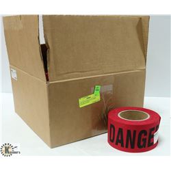 CASE WITH 8 ROLLS OF FABRIC FLAGGING IN RED