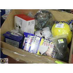 LARGE BOX ASSORTED HARD HATS & HEARING PROTECTORS