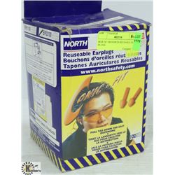 BOX OF 100 NORTH REUSABLE EAR PLUGS