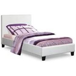NEW TWIN LEATHERETTE BEDFRAME, INCLUDES HEAD