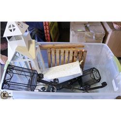 LARGE CLEAR BIN W/GARDEN DECOR INCL. LG.