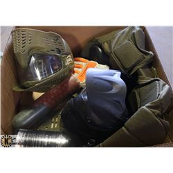 BOX W/PAINTBALL ACCESSORIES/GEAR INCL. 2