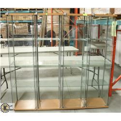 LOT OF 4 GLASS DISPLAY CABINETS