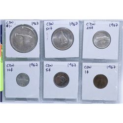 1967 CANADIAN SILVER COIN SET- $1, .50, .25, .10,