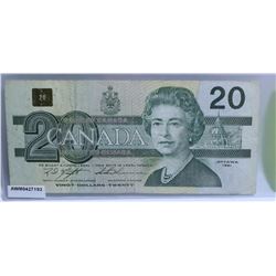 1991 $20 CANADIAN BILL SERIAL #AWM0427193