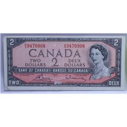 1954 $2 CANADIAN BILL SERIAL #KG9470908