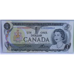 1973 $1 CANADIAN BILL SERIAL #ECH2200061