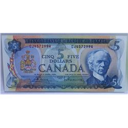1972 $5 CANADIAN BILL SERIAL #CJ4572994