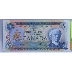 1972 $5 CANADIAN BILL SERIAL #SB1284176