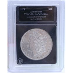 RATED US 1878 MORGAN SILVER DOLLAR.