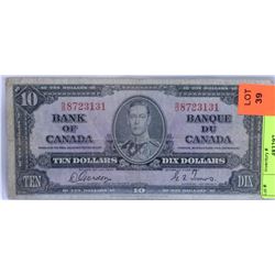 CANADIAN 1937 $10 BILL.