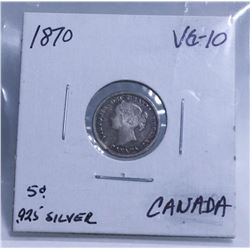 1870 VICTORIA 5 CENT COIN.