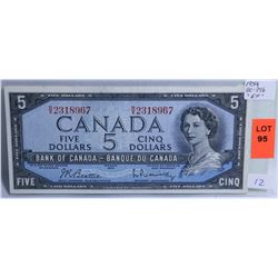 1954 HIGH GRADE $5 BILL.