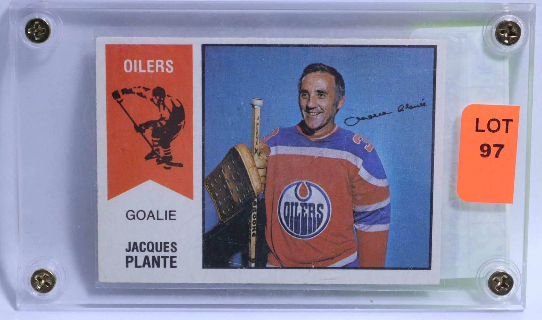Jacques Oilers JACQUES PLANTE EDMONTON OILERS WHA CARD