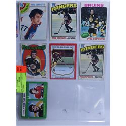 PHIL ESPOSITO 7 CARD LOT (BRUINS, RANGERS)