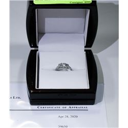 45) 14K WHITE GOLD DIAMOND RING. ROUND BILLIANT