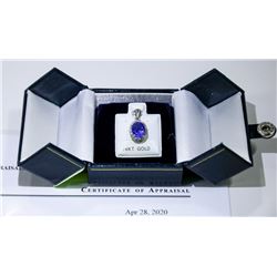 44) 14K WHITE GOLD TANZANITE AND DIAMOND PENDANT