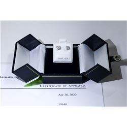 16) 14K WHTIE GOLD PAIR OF SINGLE STONE DIAMOND