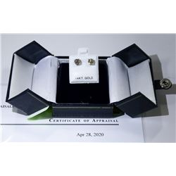 15) 14K WHITE GOLD PAIR OF SINGLE STONE DIAMOND