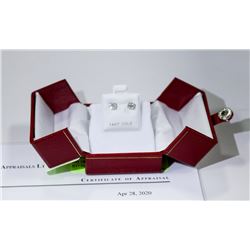 10) 14K WHITE GOLD PAIR OF SINGLE STONE DIAMOND