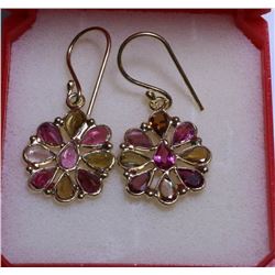 38) SILVER TOURMALINE SILVER GOLD PLATED  EARRINGS