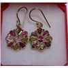 Image 1 : 38) SILVER TOURMALINE SILVER GOLD PLATED  EARRINGS