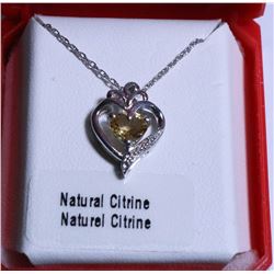13) SILVER NATURAL CITRINE 20"  NECKLACE,