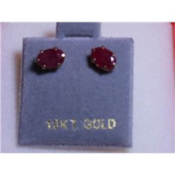 31) 10K YELLOW GOLD RUBY(1.2CT)  EARRINGS, MADE