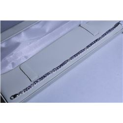 34) SILVER TANZANITE 7.5"  BRACELET (~WEIGHT 8.8G)