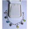 Image 1 : 12) SILVER 7.5" GEMSTONE ITALIAN DESIGN  BRACELET