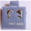 Image 1 : 48) 14K YELLOW GOLD DOLPHIN SCREWBACK  EARRINGS,