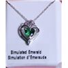 Image 1 : 20) SILVER SIMULATED EMERALD 20"  NECKLACE,