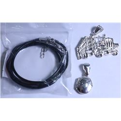 37) SILVER 2 PENDENT 18"  NECKLACE (~WEIGHT 7G)