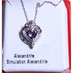 17) SILVER SIMULATED ALEXANDRITE 20"  NECKLACE