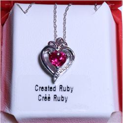 47) SILVER CREATED RUBY 20"  NECKLACE, SUGGESTED