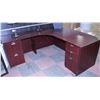 Image 1 : RED L SHAPE OFFICE DESK WITH PEDS