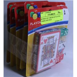 BUNDLE OF 5 DECKS OF PLAYING CARDS AND DICE