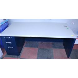 GREY AND BLUE DESK 6' WIDE X 3' DEEP X 29" TALL