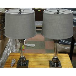 2 NEW CONTEMPORARY BRUSHED STEEL TABLE LAMPS