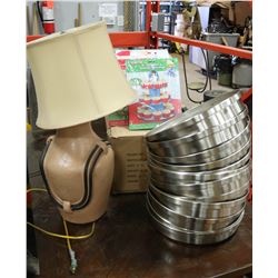LOT OF ASSORTED LIGHT COVERS INCL LAMP