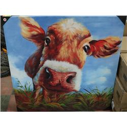 LARGE CANVAS COW PICTURE  40.5" X 40.5"