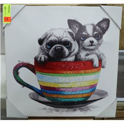 CUP OF PUPPY DOGS CANVAS PICTURE
