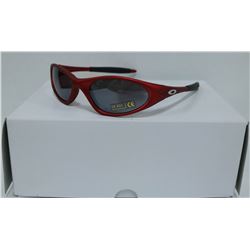 BOX OF OAKLEY STYLE RED DESIGNER SUNGLASSES