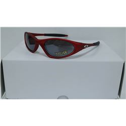 BOX OF OAKLEY STYLE RED DESIGNER SUNGLASSES