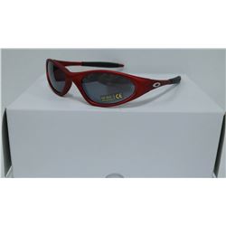 BOX OF OAKLEY STYLE RED DESIGNER SUNGLASSES