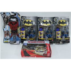 LOT OF 5 ASSORTED BATMAN AND TRANSFORMERS ACTION