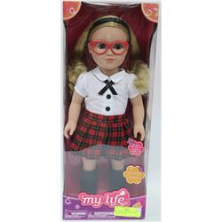 MY LIFE BLONDE SCHOOL GIRL DOLL, 18 IN TALL