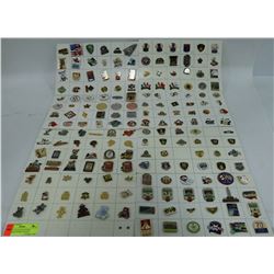 LARGE COLLECTION OF PINS INCLUDING SPORTS, POLICE,