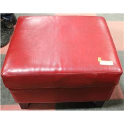 FAUX LEATHER OTTOMAN, 23 X 19 X 17
